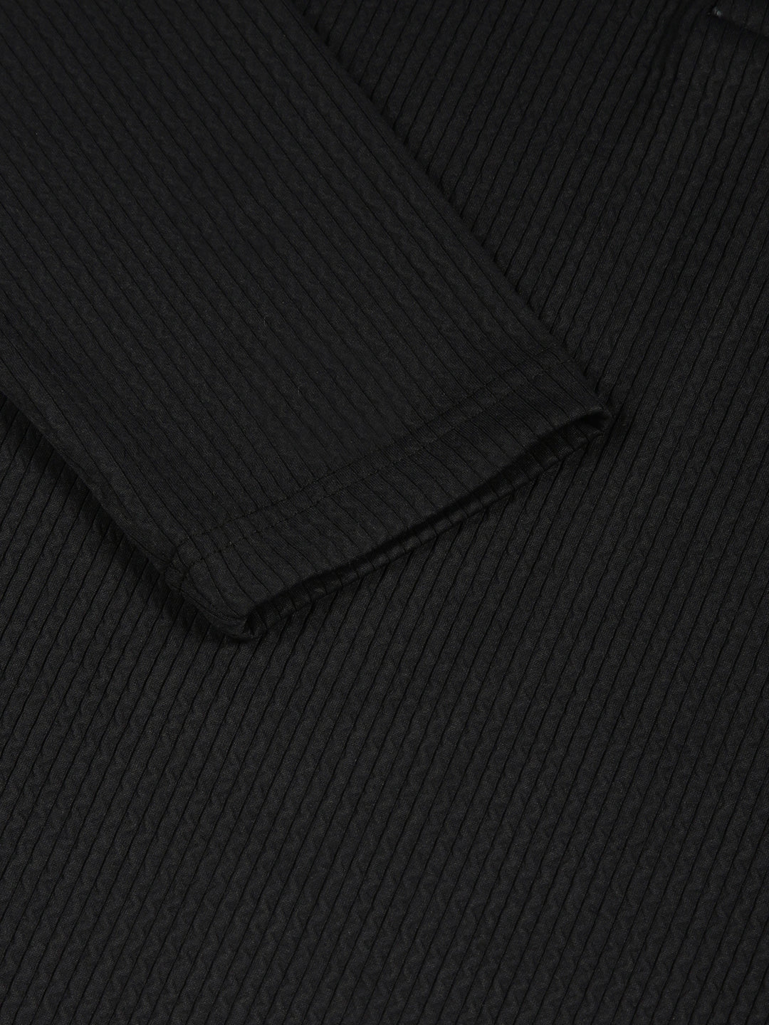Thomas Scott Men Black Regular Fit Long Sleeves Pinstripes Polo Collar Knitted Tshirt