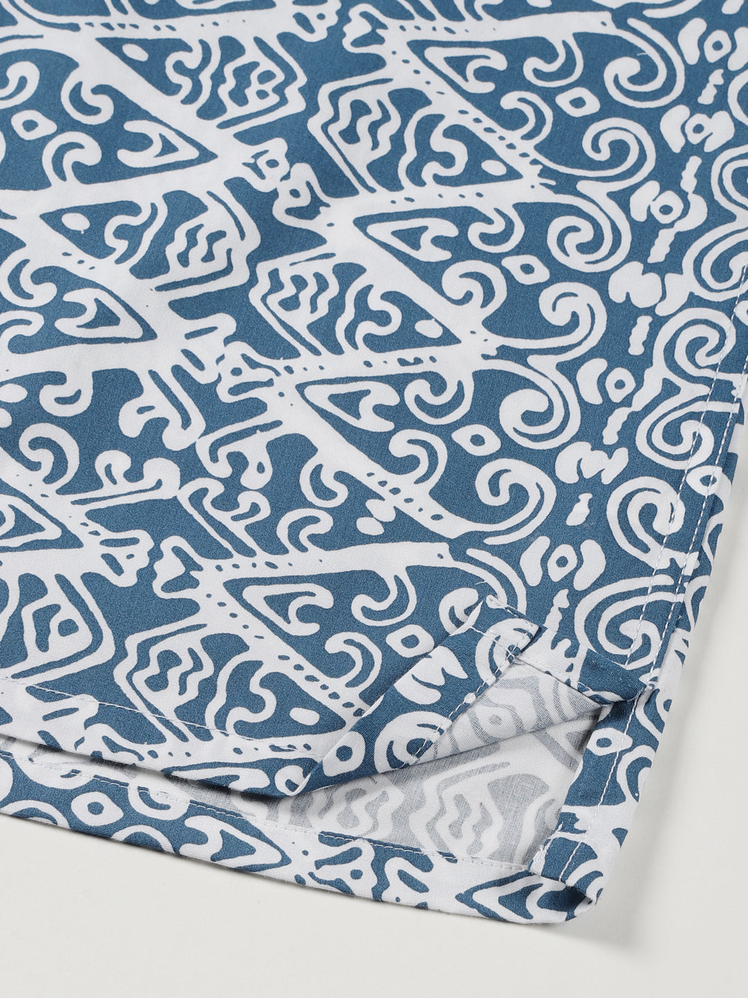 Thomas Scott Men Teal Smart Comfort Fit Short Sleeves Button-Down Collar Floral Printed Cotton Casual Shirt