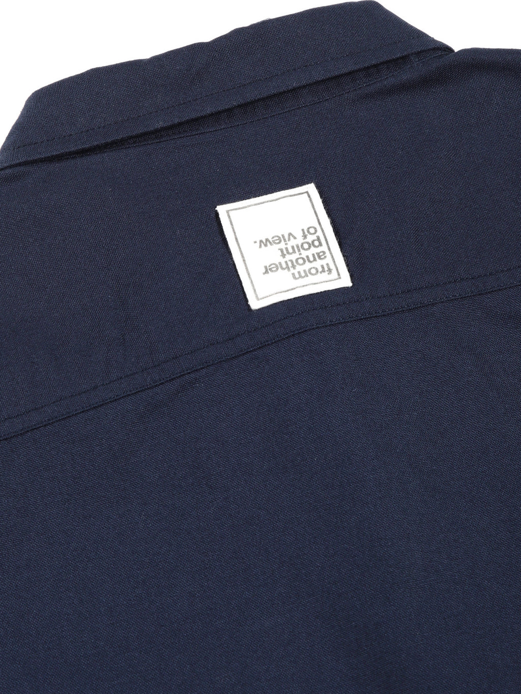 Thomas Scott Men Navy Smart Boxy Fit Short Sleeves Spread Collar Solid Cotton Oxford Shirt