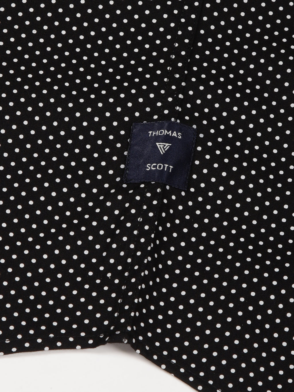 Thomas Scott Men Black Premium Slim Fit Long Sleeves Band Collar Micro Dots Printed Cotton Casual Shirt