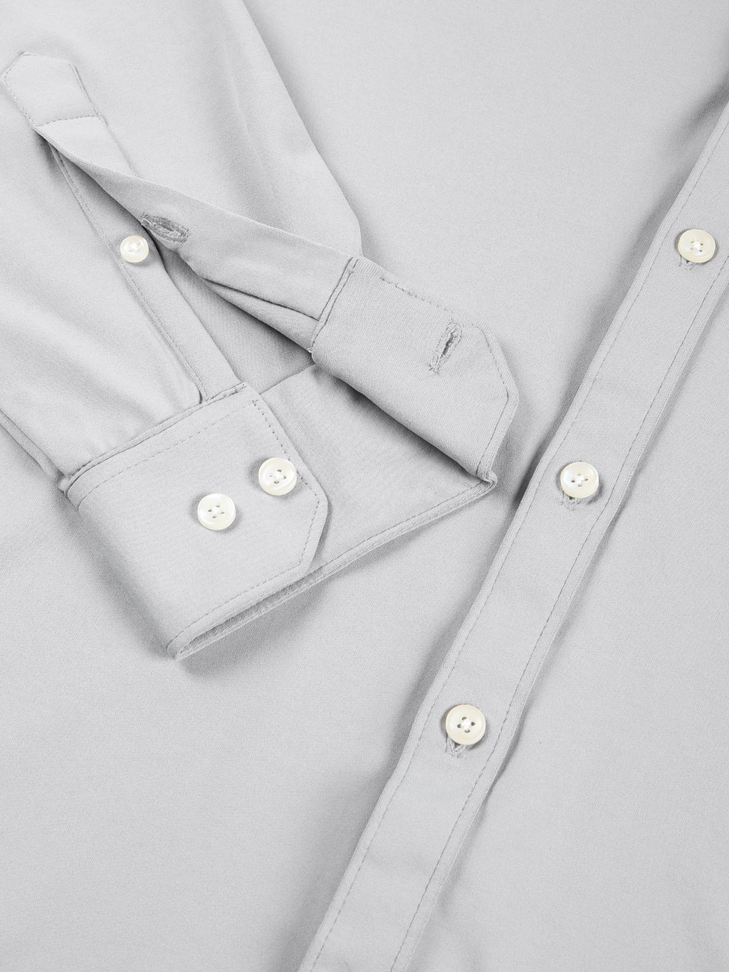 Thomas Scott Men Grey Premium Long Sleeves Slim Fit Spread Collar Solid Knitted Casual Shirt