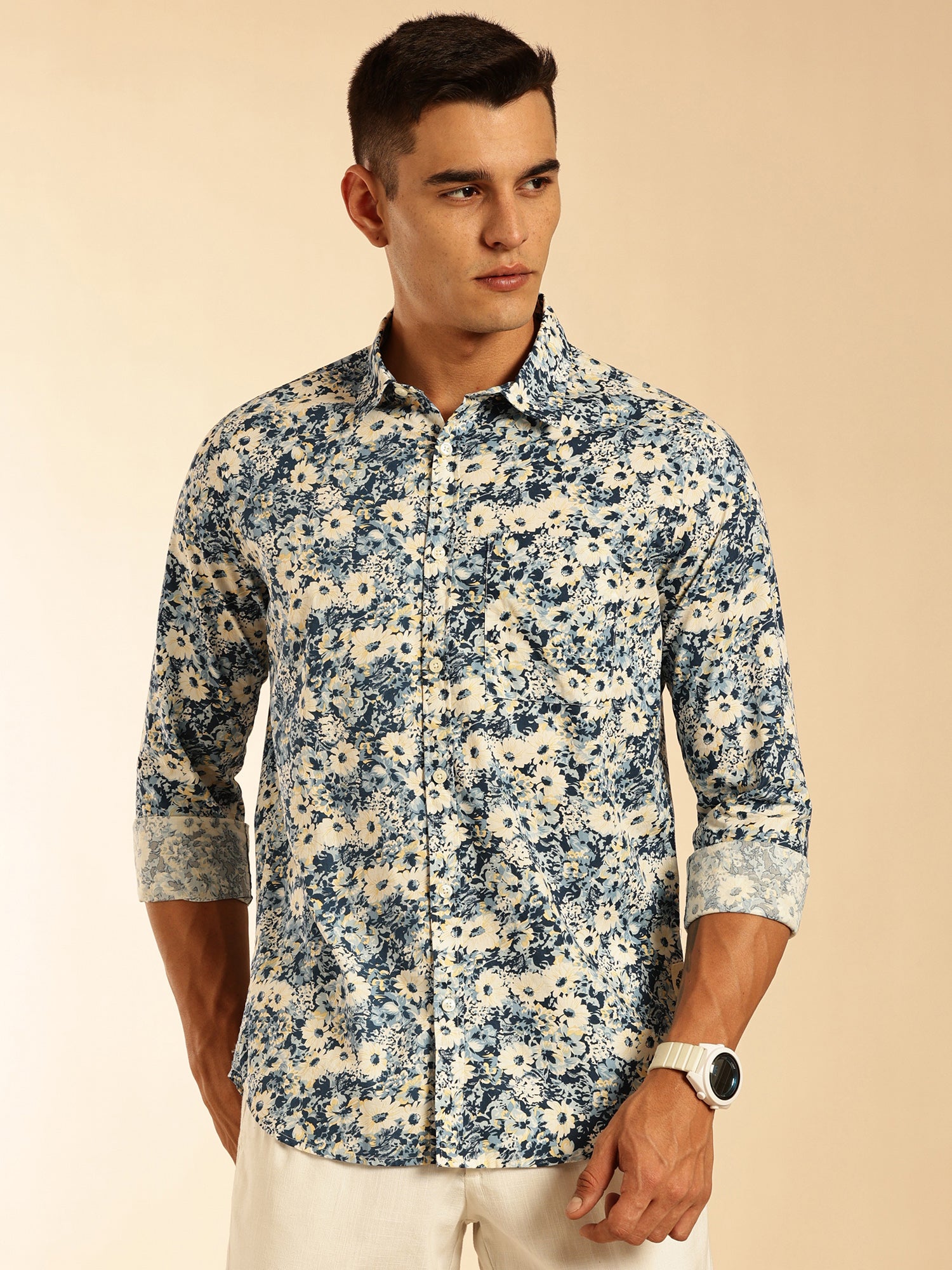 Thomas Scott Men Multi Regular Fit Long Sleeves Abstract Printed Pure Cotton Casual Shirt