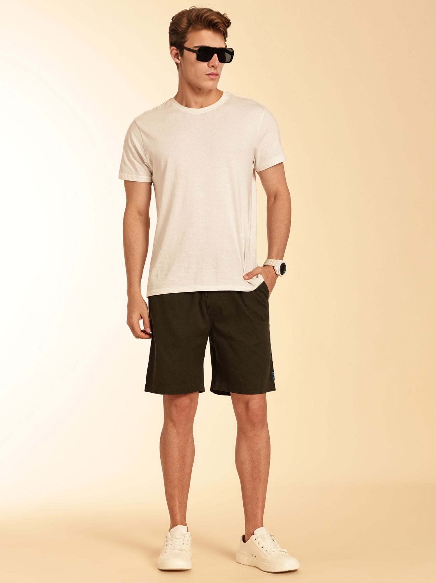 Thomas Scott Men Bottle Green Mid-Rise Regular Fit Cotton Woven Boxer Shorts