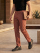 Brown Smart Straight Fit Mid-Rise Solid 6-Pocket Design Woven Cargo Trouser For Men