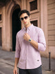 Purple Slim Fit Long Sleeves Button-Down Collar Solid 100% Cotton Oxford Casual Shirt For Men