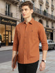 Rust Cricket Club Collection Long Sleeves Slim Fit Spread Collar 100% Cotton Twill Casual Shirt For Men