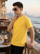 Yellow Cricket Club Collection Regular Fit Short Sleeves Round Neck Solid 100% Cotton Knitted Tshirt For Men