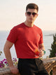 Red Cricket Club Collection Regular Fit Short Sleeves Round Neck Solid 100% Cotton Knitted Tshirt For Men