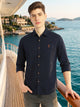 Navy Cricket Club Collection Long Sleeves Slim Fit Spread Collar 100% Cotton Twill Casual Shirt For Men