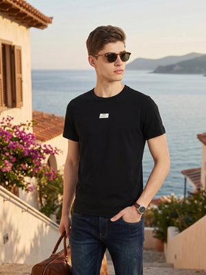Grey Cricket Club Collection Regular Fit Short Sleeves Round Neck Solid Knitted Tshirt For Men