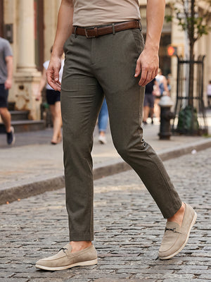 Thomas Scott Men Black Slim Fit Mid-Rise Flexi-Waist 4-Way Stretch Solid Formal Performance Trouser