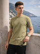 Olive Cricket Club Collection Regular Fit Short Sleeves Round Neck Solid 100% Cotton Knitted Tshirt For Men