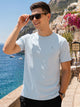 Blue Cricket Club Collection Regular Fit Short Sleeves Round Neck Solid 100% Cotton Knitted Tshirt For Men