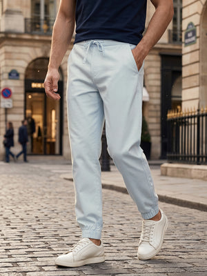 Sky Blue Cricket Club Collection Regular Fit Mid-Rise Woven Joggers For Men with Drawstring & 4 Utility Pockets