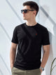 Black Cricket Club Collection Regular Fit Short Sleeves Round Neck Solid 100% Cotton Knitted Tshirt For Men