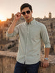 Bottle Green Slim Fit Long Sleeves Button-Down Collar Solid 100% Cotton Oxford Casual Shirt For Men