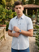 Thomas Scott Men Sky Blue Slim Fit Short Sleeves Spread Collar Solid Casual Shirt