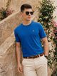 Royal Blue Cricket Club Collection Regular Fit Short Sleeves Round Neck Solid 100% Cotton Knitted Tshirt For Men