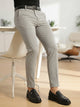 Thomas Scott Men Light Grey Slim Fit Mid-Rise Solid Woven Formal Trousers with Fixed Belt & 4-Way Stretch