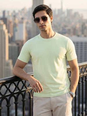 Thomas Scott Men Sea Green Cricket Club Collection Regular Fit Round Neck Short Sleeves Polycotton Solid Knitted T-shirt