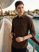 Thomas Scott Men Coffee Cricket Club Collection Long Sleeves Slim Fit Spread Collar 100% Cotton Twill Casual Shirt