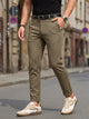 Olive Cricket Club Collection Regular Fit Mid-Rise Solid 4 Pockets Woven Chinos Trouser For Men