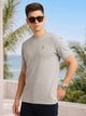 Grey Melange Cricket Club Collection Regular Fit Short Sleeves Round Neck Solid 100% Cotton Knitted Tshirt For Men