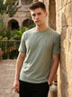 Thomas Scott Men Sea Green Cricket Club Collection Regular Fit Short Sleeves Round Neck Solid 100% Cotton Knitted Tshirt