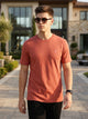 Thomas Scott Men Rust Cricket Club Collection Regular Fit Short Sleeves Round Neck Solid 100% Cotton Knitted Tshirt