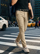 Thomas Scott Men Light Brown Slim Fit Mid-Rise Solid Woven Formal Trousers with Fixed Belt & 4-Way Stretch