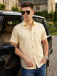 Thomas Scott Men Lemon Slim Fit Short Sleeves Spread Collar Solid Casual Shirt