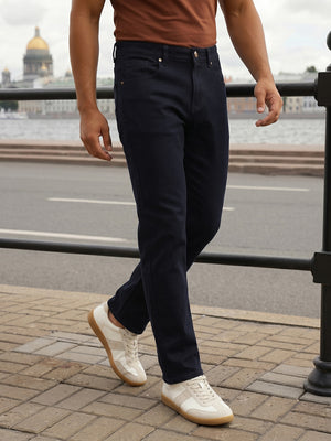 Blue Smart Slim Fit Dark Shade 4-Way Stretch Performance Jeans For Men