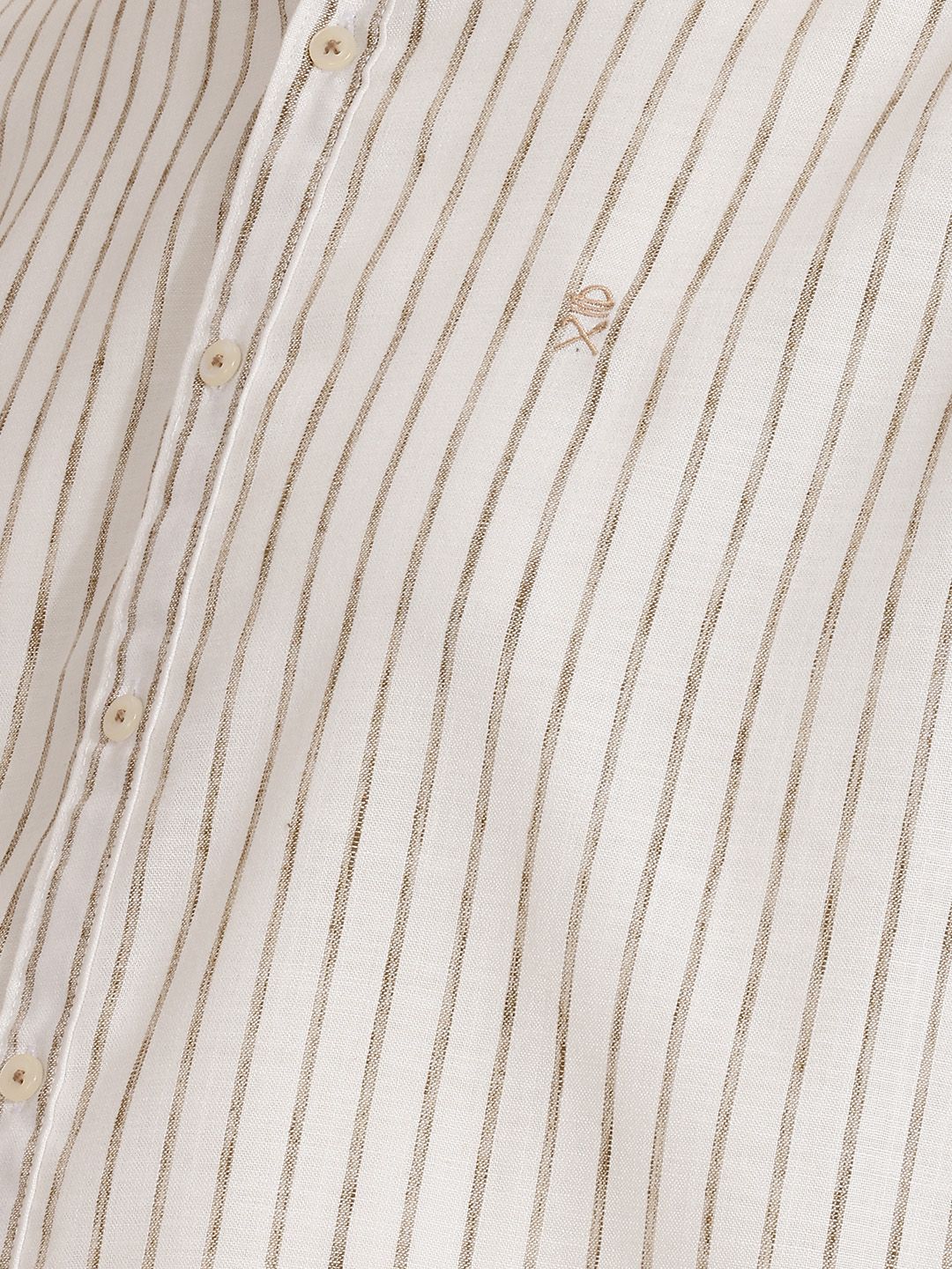 Brown Premium Plus Size Regular Fit Long Roll-Up Sleeves Mandarian Collar Linen Casual Shirt For Men