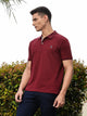 Thomas Scott Men Burgundy Regular Fit Short Sleeves Solid Polo Collar Knitted Tshirt