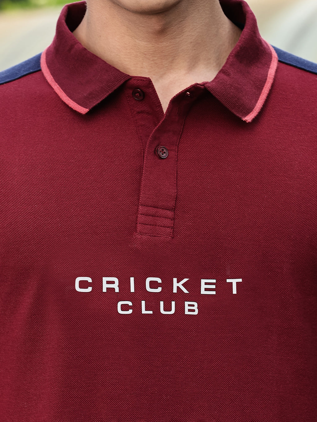 Thomas Scott Men Burgundy Regular Fit Short Sleeves Typography Polo Collar Knitted Tshirt