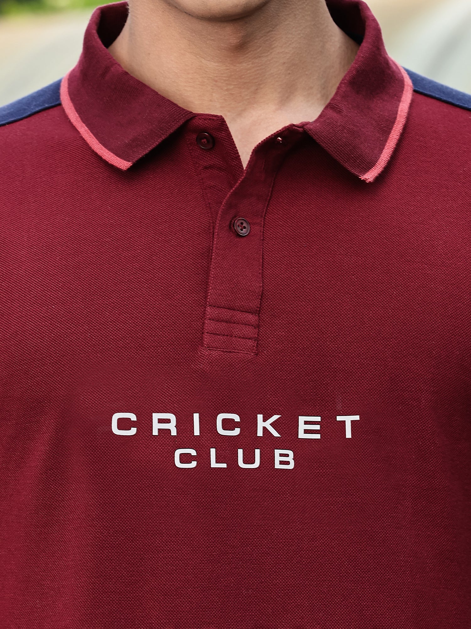 Thomas Scott Men Burgundy Regular Fit Short Sleeves Typography Polo Collar Knitted Tshirt