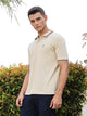 Thomas Scott Men Cream Regular Fit Short Sleeves Solid Polo Collar Knitted Tshirt