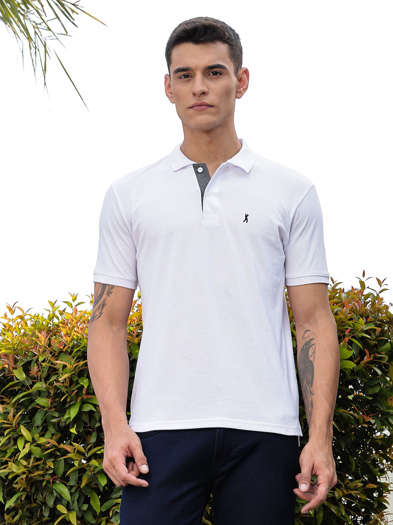 Thomas Scott Men White Regular Fit Short Sleeves Solid Polo Collar Knitted Tshirt