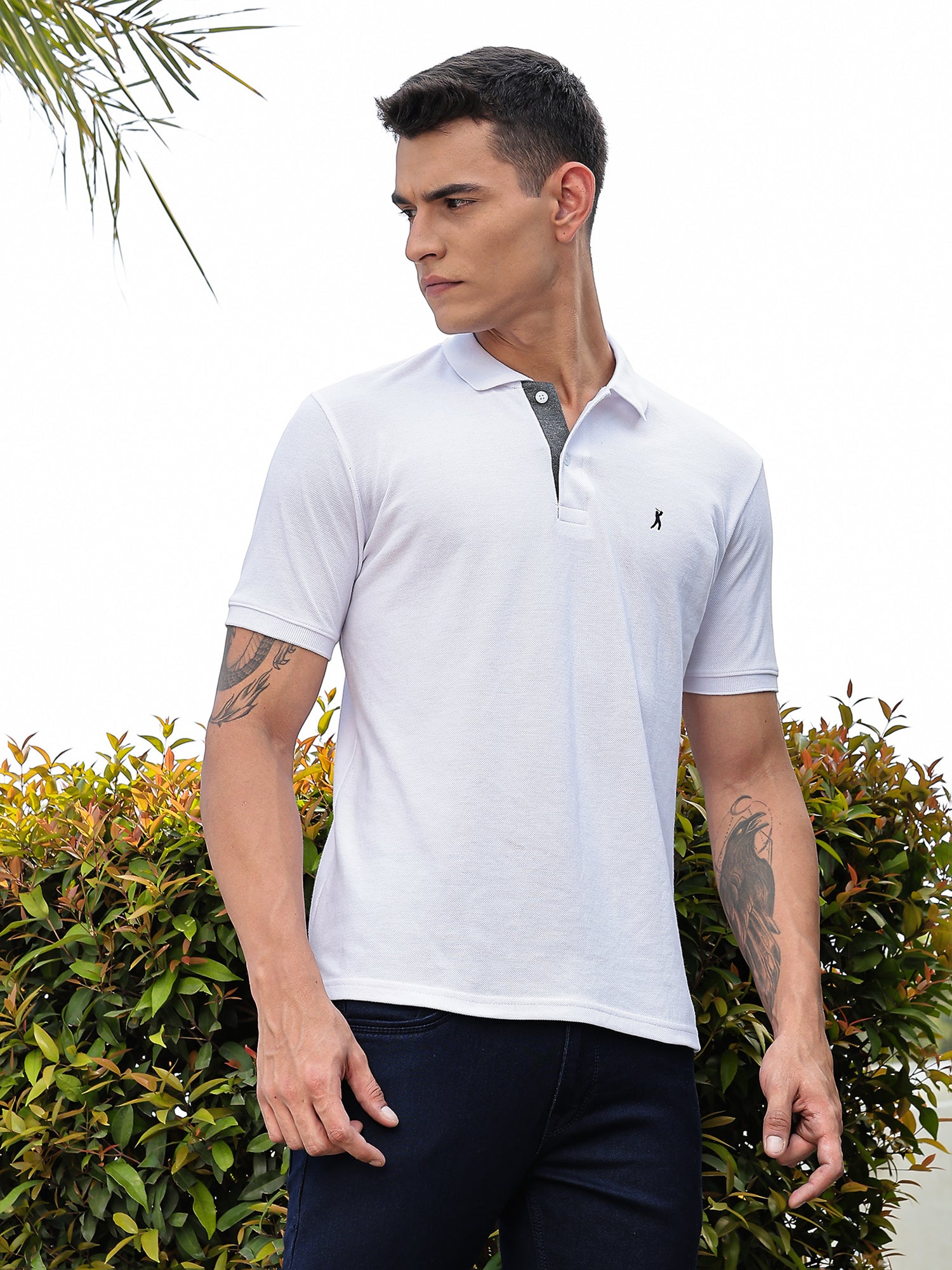 Thomas Scott Men White Regular Fit Short Sleeves Solid Polo Collar Knitted Tshirt