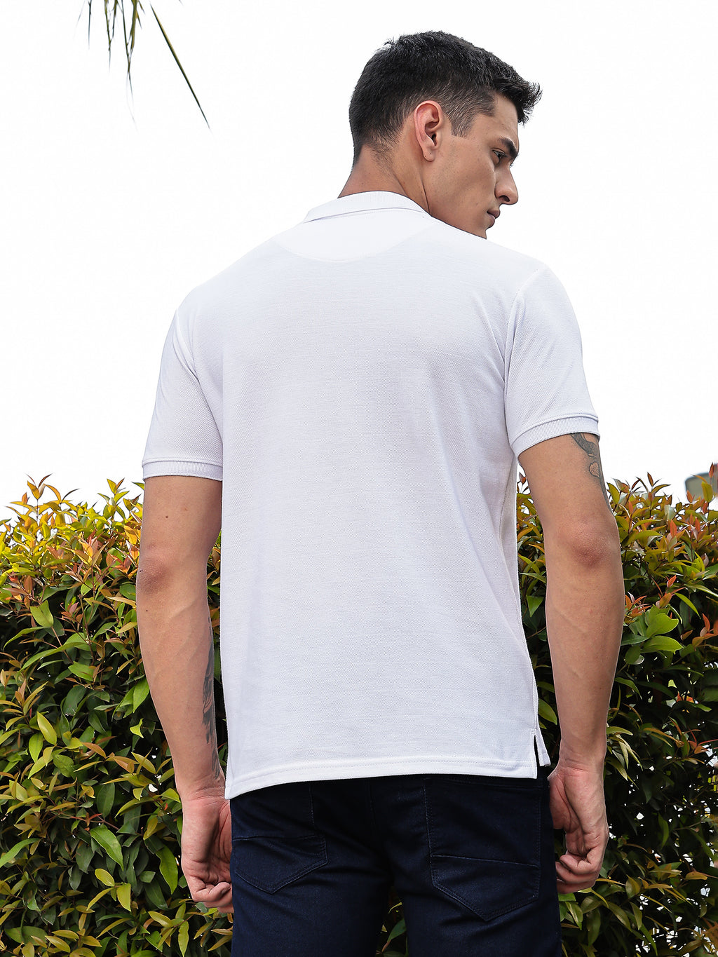 Thomas Scott Men White Regular Fit Short Sleeves Solid Polo Collar Knitted Tshirt