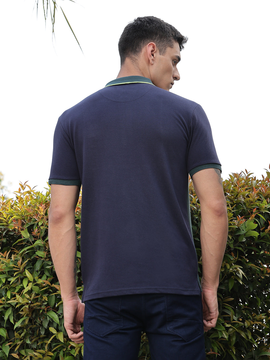 Thomas Scott Men BottleGreen Regular Fit Short Sleeves Typography Polo Collar Knitted Tshirt