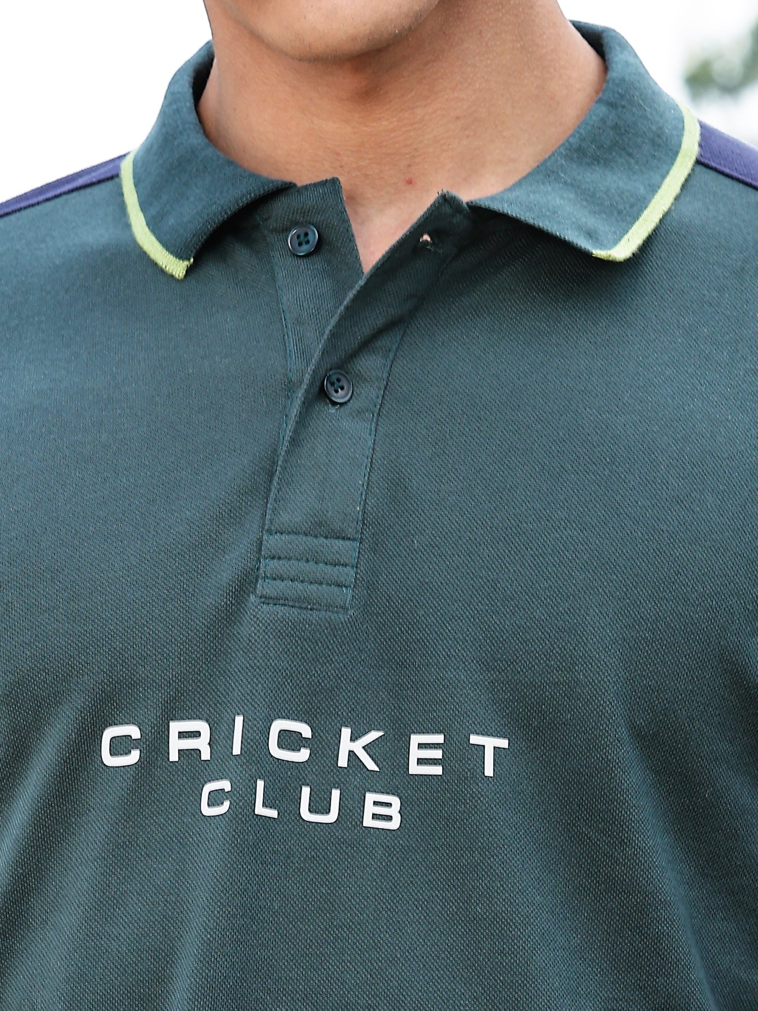 Thomas Scott Men BottleGreen Regular Fit Short Sleeves Typography Polo Collar Knitted Tshirt