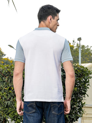 Thomas Scott Men IceBlue Regular Fit Short Sleeves Knitted Polo Collar Tshirt