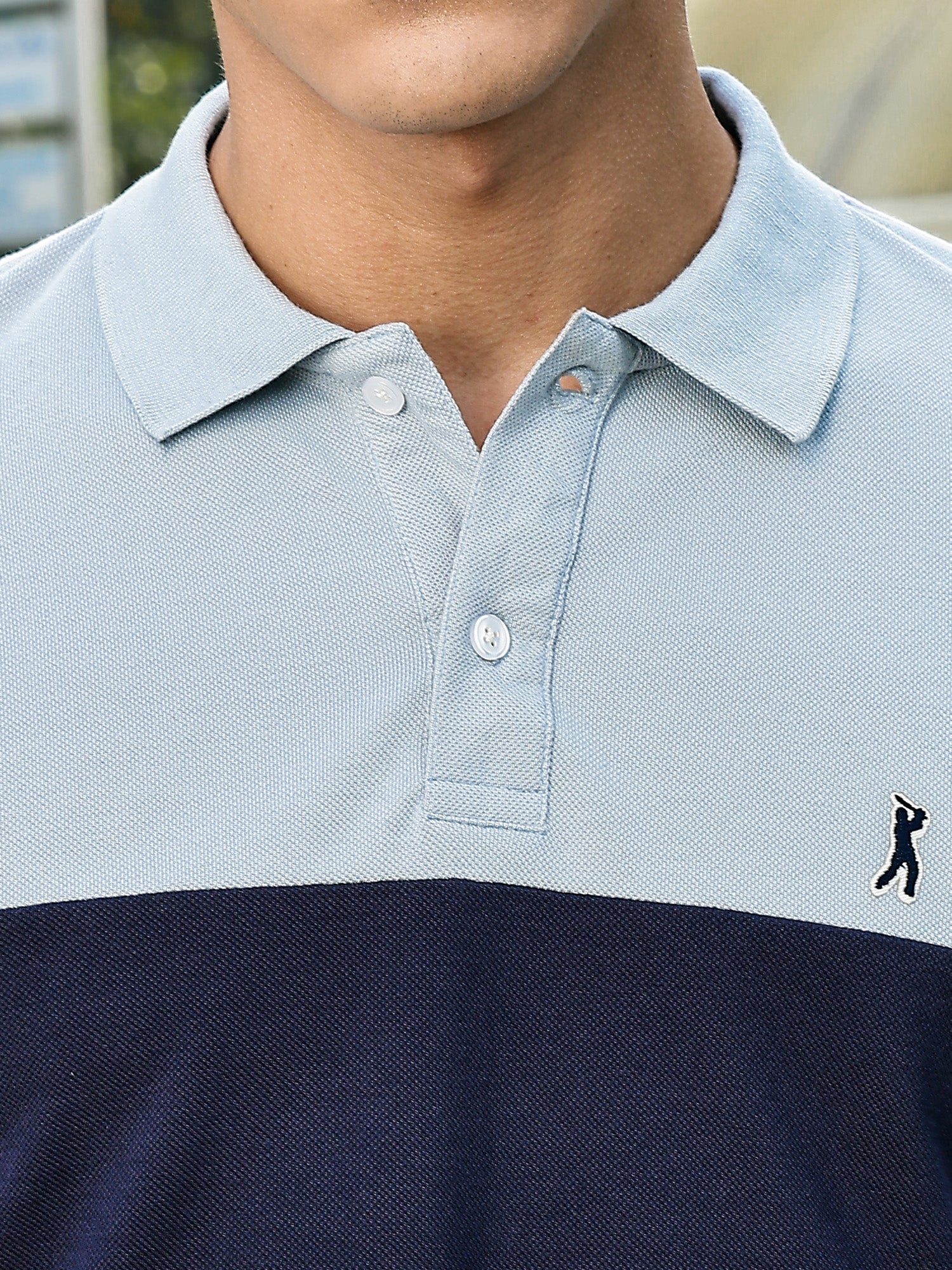 Thomas Scott Men IceBlue Regular Fit Short Sleeves Knitted Polo Collar Tshirt