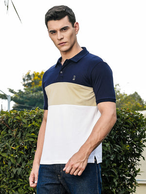 Thomas Scott Men Navy Regular Fit Short Sleeves Polo Collar Knit Tshirt