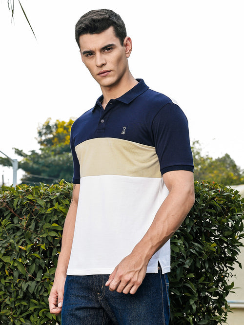Thomas Scott Men Navy Regular Fit Short Sleeves Polo Collar Knit Tshirt
