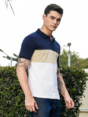 Thomas Scott Men Navy Regular Fit Short Sleeves Polo Collar Knit Tshirt