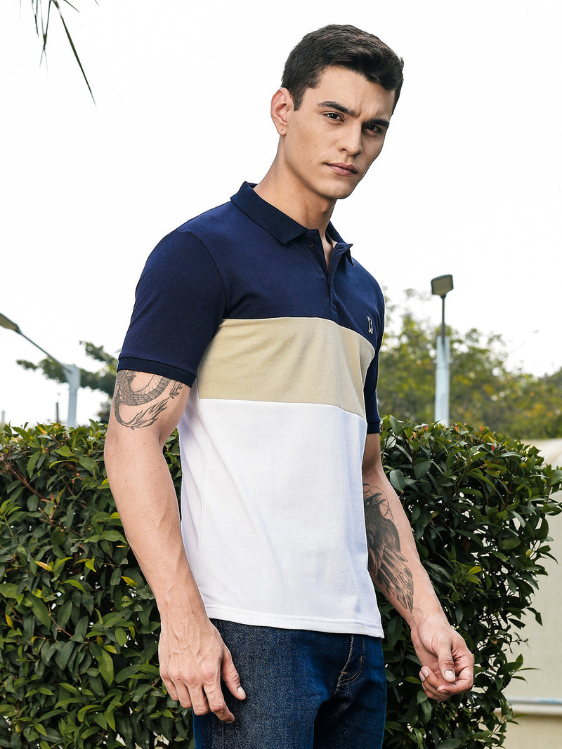 Thomas Scott Men Navy Regular Fit Short Sleeves Polo Collar Knit Tshirt