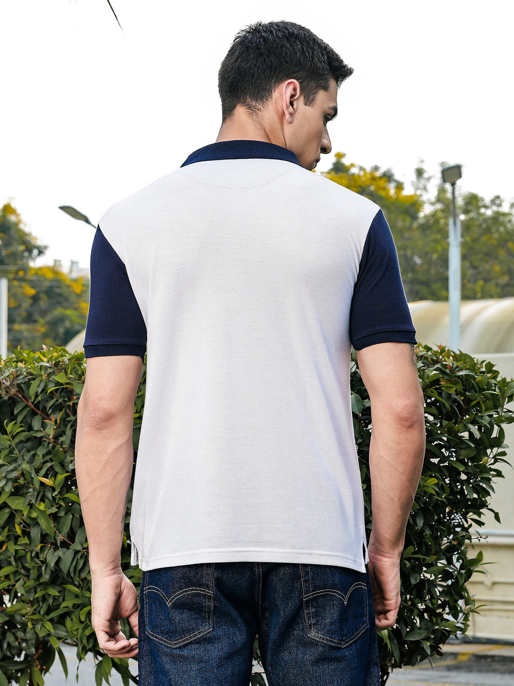 Thomas Scott Men Navy Regular Fit Short Sleeves Polo Collar Knit Tshirt