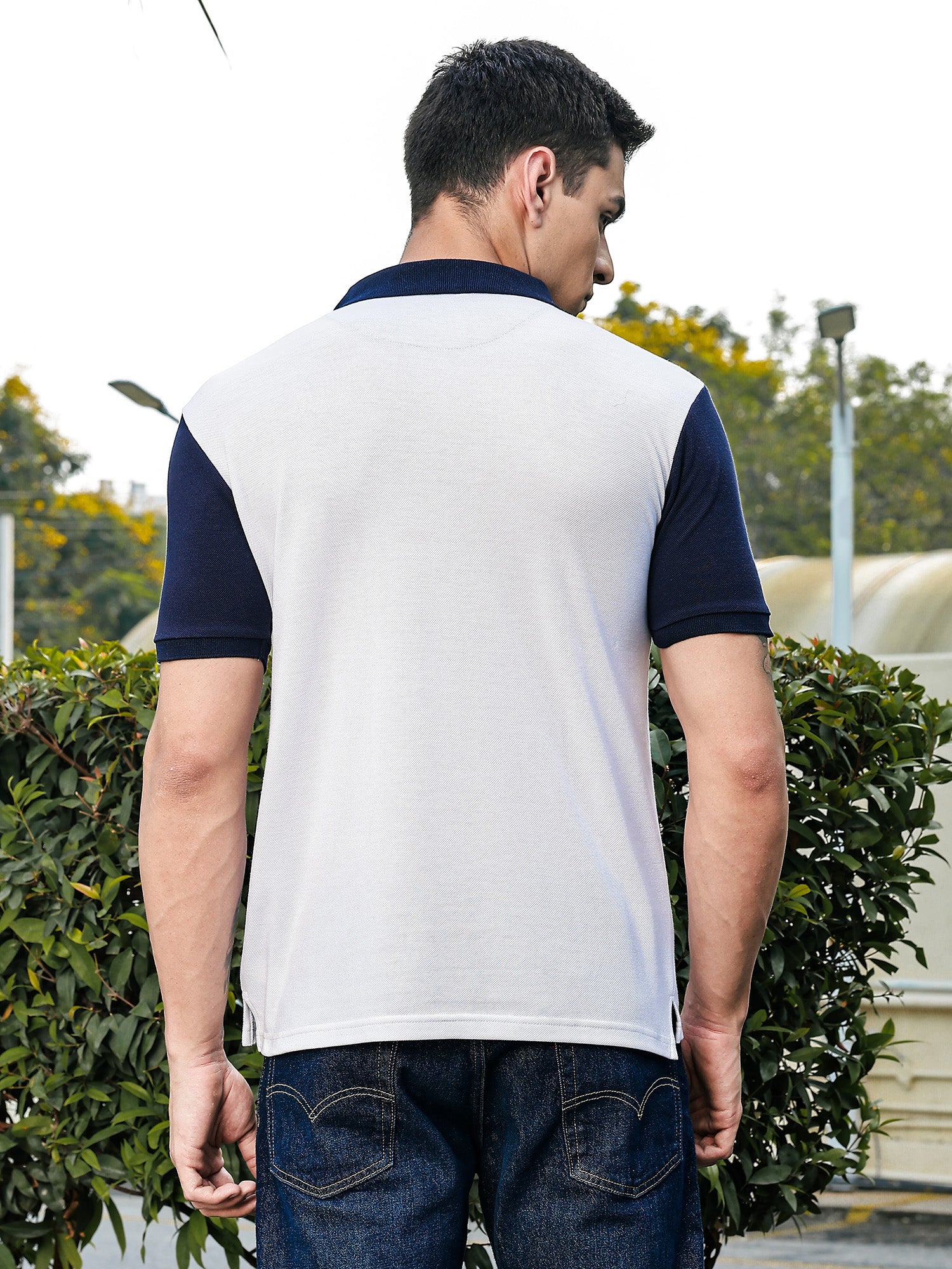 Thomas Scott Men Navy Regular Fit Short Sleeves Polo Collar Knit Tshirt